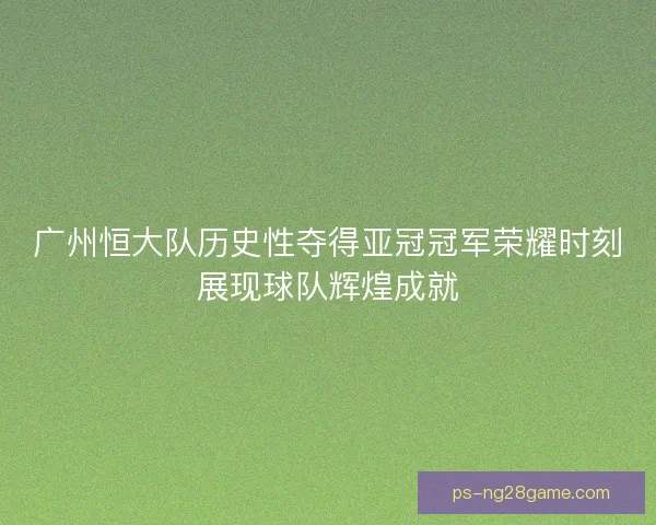 广州恒大队历史性夺得亚冠冠军荣耀时刻展现球队辉煌成就